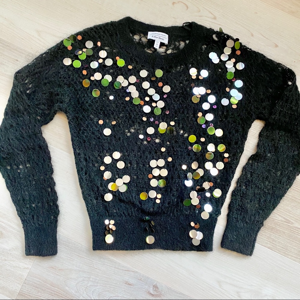 & Other Stories Sequin Black Wool Blend Sweater